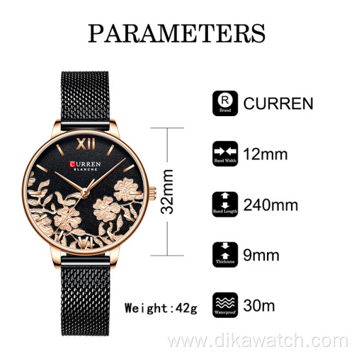 Curren 9065 New Ladies High Quality Genuine Leather Watch Women Fashion Dress Luxury Watch Quartz Sport Clock Relogio Masculino